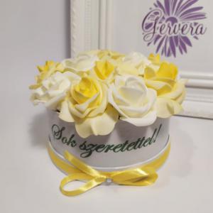 Feliratos mini box ekrü-sárga