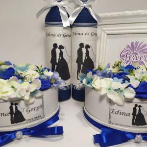 Kék esküvői szett, köszönő ajándék, édesanyának, édesapának