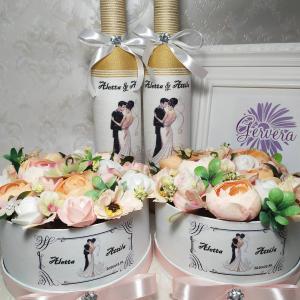 Köszönő ajándék esküvőre, arany-barack