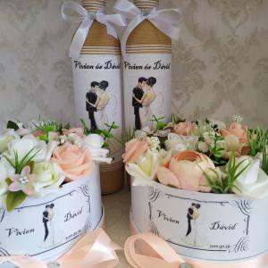 Köszönő ajándék esküvőre, drapp-barack