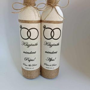 Köszönőajándék édesapáknak, vintage pálinkásüveg, gyűrű