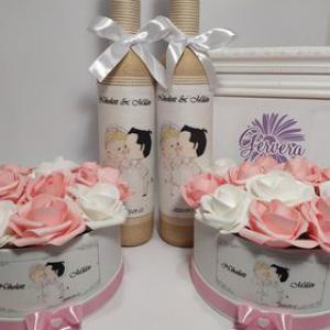 Köszöntő ajándék garnitúra, szerelmes csók