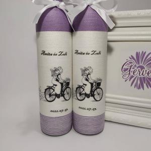 Lila szülőköszöntő pálinkás üveg