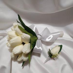 Menyasszonyi csokor, fehér tulipán