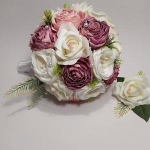 Menyasszonyi csokor, rózsaszín, mályva