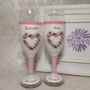 Pohár esküvőre, zsinórozott, névvel