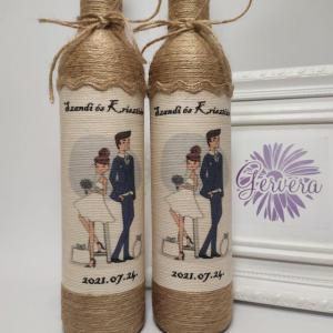 Szülőköszöntő pálinkás üveg, vintage