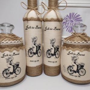 Szülőköszöntő szett, vintage, biciklis