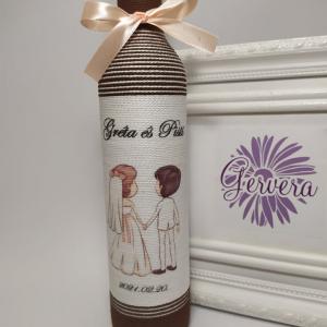 Szülőköszöntő üveg esküvőre, barna