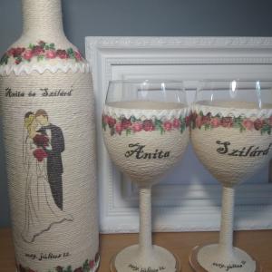 Zsinórozott boros szett nem csak esküvőre