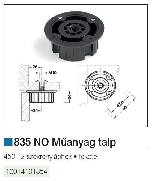 835 NO műanyag talp, 450 T2 bútorlábhoz