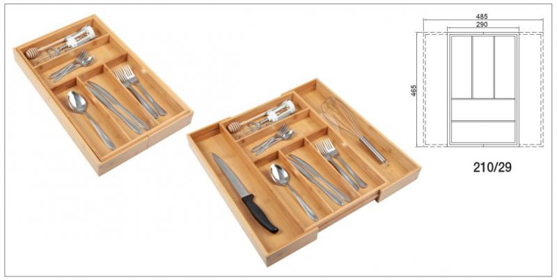 Bambusz evőeszköztartó, fokozatmentesen állítható 290-485mm