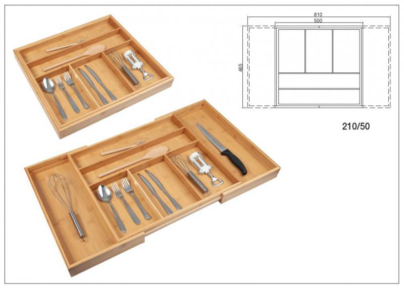 Bambusz evőeszköztartó, fokozatmentesen állítható 500-810mm