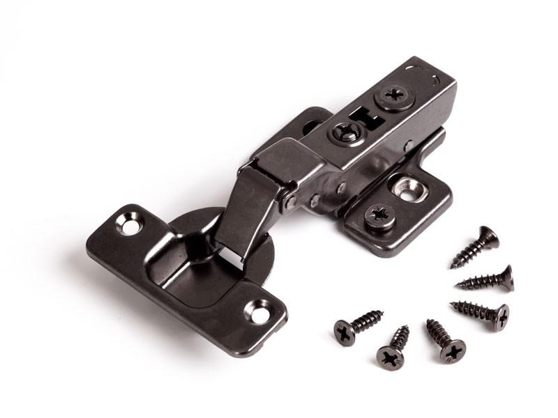 Bútorpánt HB 203 BLACK Csill.félig ráütődő pánt+EXC.alátét+6 facsavar, fekete nikkel