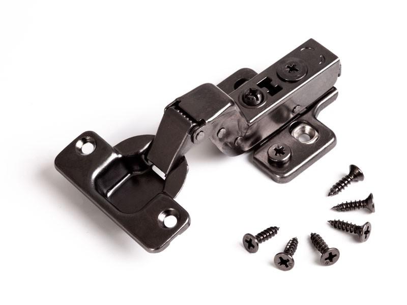 Bútorpánt HB 203 BLACK Csill.közézáródó pánt+EXC.alátét+6 facsavar, fekete nikkel