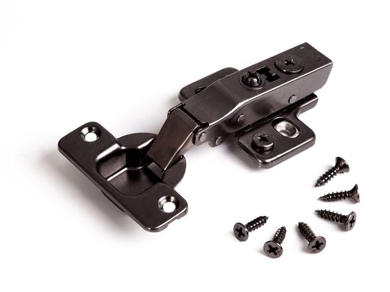 Bútorpánt HB 203 BLACK Csill.ráütődő pánt+EXC.alátét+6 facsavar, fekete nikkel