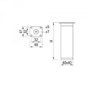 Bútorláb szögletes 40x40/100mm matt króm