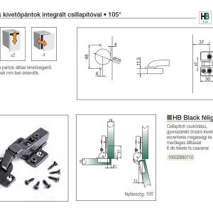 Bútorpánt HB 203 BLACK Csill.félig ráütődő pánt+EXC.alátét+6 facsavar, fekete nikkel