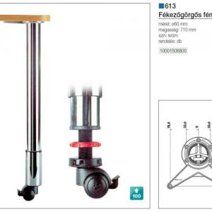 Fékezőgörgős fém asztalláb 710mm, króm