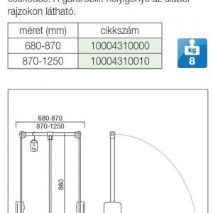 Gardróblift 14105.002, 870-1250 mm króm-fekete