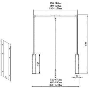 Gardróblift SOFTLIFT 2, 660-890 mm 12kg FEKETE