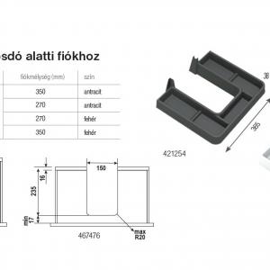 GOLLINUCCI Szifonkerülő, mosdó alatti fiókhoz, antracit, 270mm