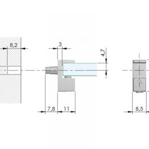 IF-Grace polctartó 8mm-es üveghez, fekete nikkel