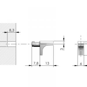 IF K-Line polctartó üvegre 5mm fekete nikkel