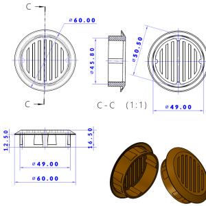 Légüst (szellőzőkarika) 50mm, szürke
