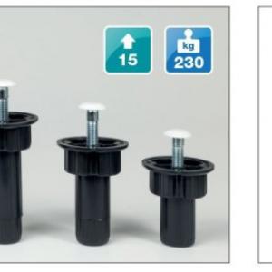 Műanyag állítható bútorláb 65mm, fekete