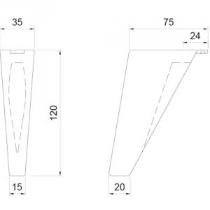 Műanyag design láb ART737 H=120mm Fekete