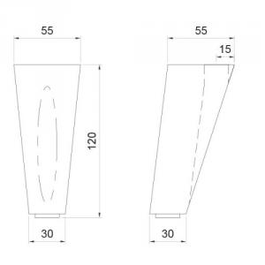 Műanyag design láb ART739/R H=120mm Fekete