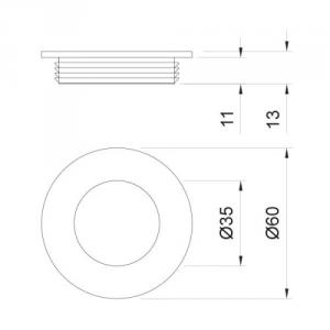 Műanyag fogantyú, 60mm, matt fekete