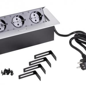 STRONG Elektromos dugaszoló aljzat 3x230V, Schuko, 265x118x67mm ezüst