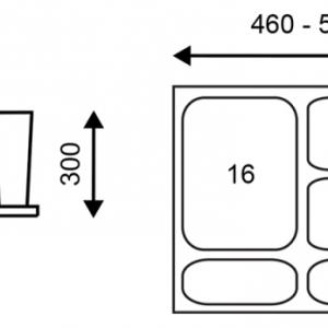 StrongBins szorter 1x16 + 2x8L, 600mm-es fiókba, antracit