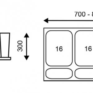 StrongBins szorter 2x16 + 2x8L, 800 - 900mm-es fiókba, antracit