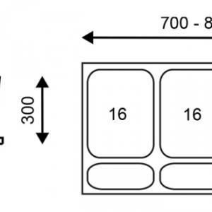 StrongBins szorter 3x16L, 800 - 900mm-es fiókba, antracit