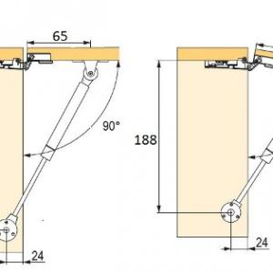StrongLifts gázteleszkópos felnyíló olló 180mm/80N szürke, kis méretű ajtókhoz
