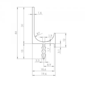TULIP élbe marható fogantyú profil, Juvio II 2900mm nemesacél