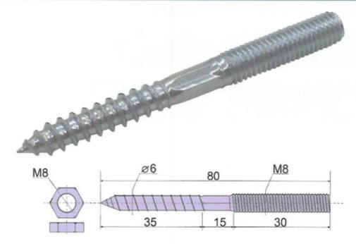 Kombinált csavar M8x80 cink