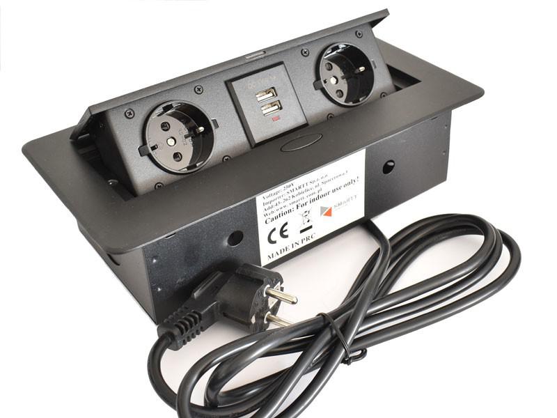 Konnektor elosztó ModulBox2 - 2db 230V-os dugalj+2db USB matt fekete