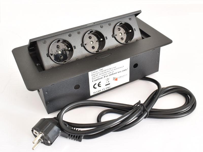 Konnektor elosztó ModulBox2 - 3db 230V-os dugalj matt fekete