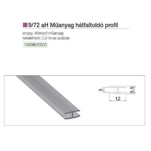 Műanyag hátfaltoldó profil 2m, áttetsző