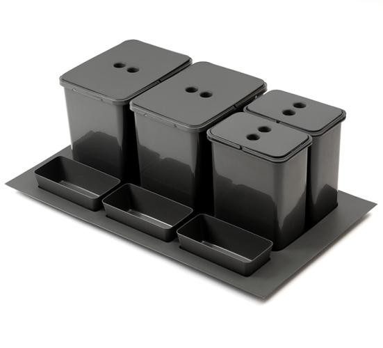 StrongBins szorter 2x16 + 2x8L, 800 - 900mm-es fiókba, antracit