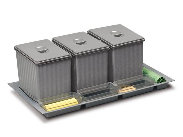 Szelektív hulladékgyűjtő, műanyag, 3x14 liter