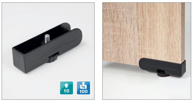 Szintezőláb 90×19 mm, fekete