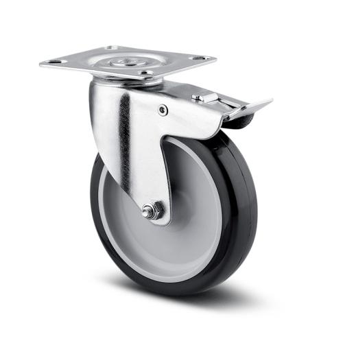 TENTE forgó kerék 1477 fék, lágyított futófelület, átm:75mm, 60/120kg