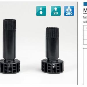 450 T2, műanyag bútorláb 150mm, fekete, talp nélkül