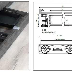 Görgős lábazati fiók