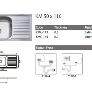 KM1160 kétmedencés csepptálcás rozsdamentes mosogató